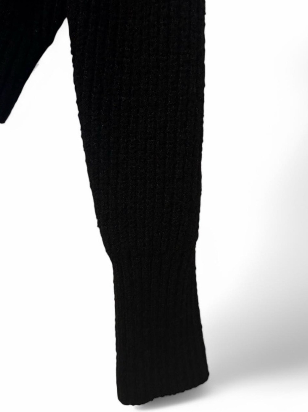 Black V-Neck Ribbed Button-Front Sweater - Picture 3 of 6